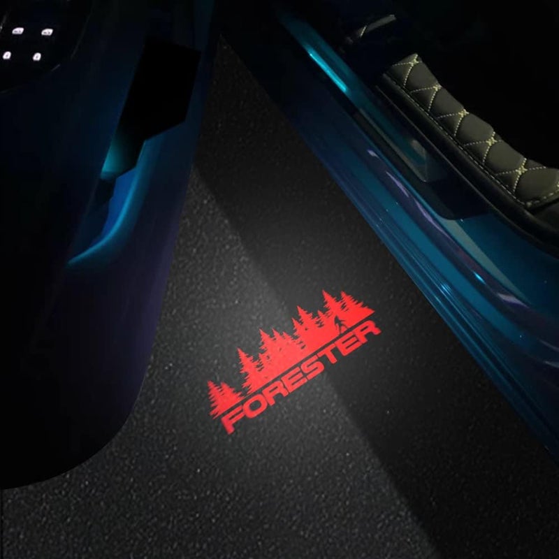 uunonaha 2 pcs Non-Fading LED Car Door Logo Lights Courtesy Projector Laser Welcome Light Ghost Shadow Forester Accessories Puddle lamp Compatible with Forester (Forester RED) - Image 1